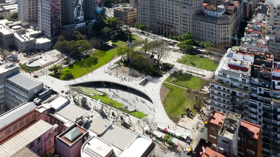 Vista aérea de la Plaza Houssay